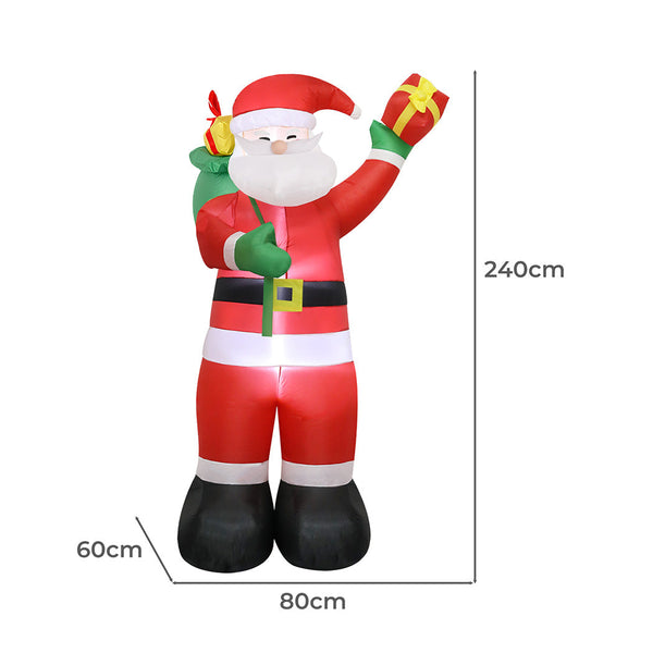 Santaco Inflatable 2.4M Claus Led Christmas Decor Seasonal Decorations