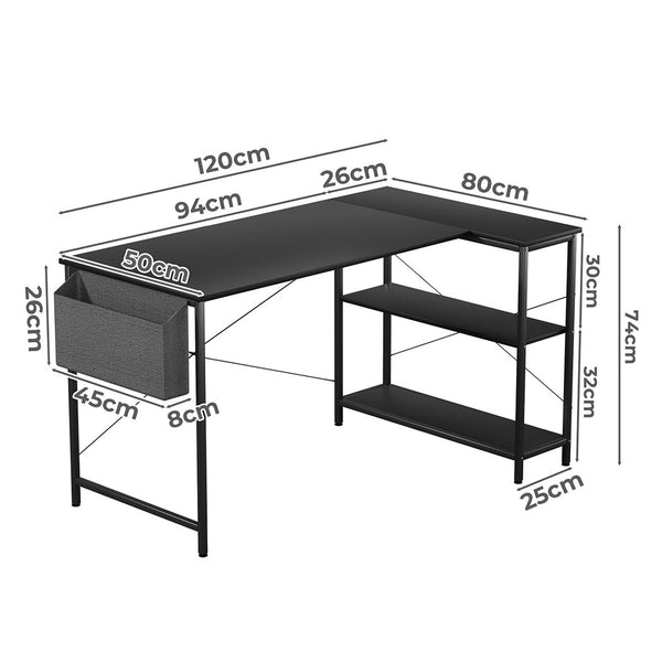 Levede Shaped Computer Desk Home Black Home Office Desks