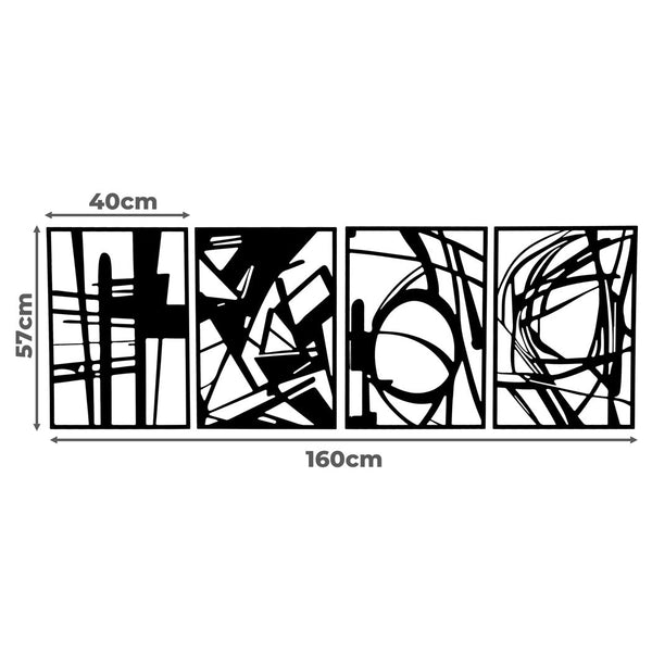 Yezi Metal 4Pcs Abstract Minimalist Line Decor Wall Art