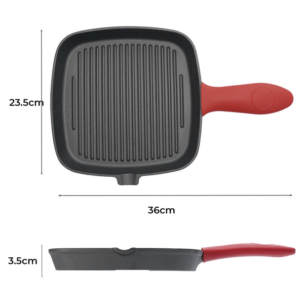 Toque Cast Iron Square Grill Pan With Spouts Cookware Grills & Griddles