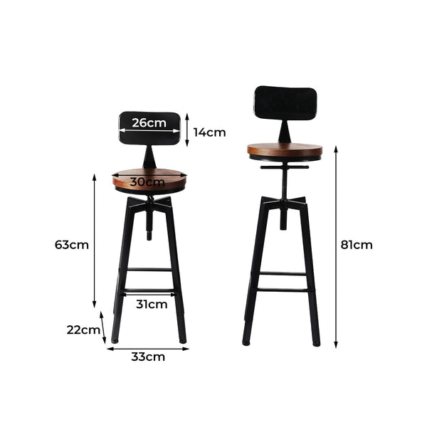 Levede 4X Bar Stool Kitchen Wooden Metal Benches Bar Stools