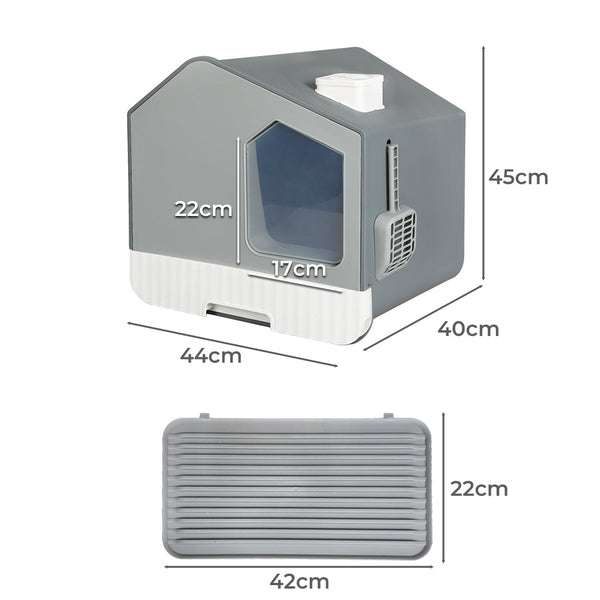 Pawz Fully Enclosed Cat Litter Box Mat Grey Litter Trays