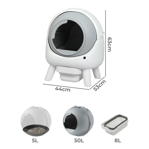 Pawz Smart Self Cleaning Box App Control White Cat Litter