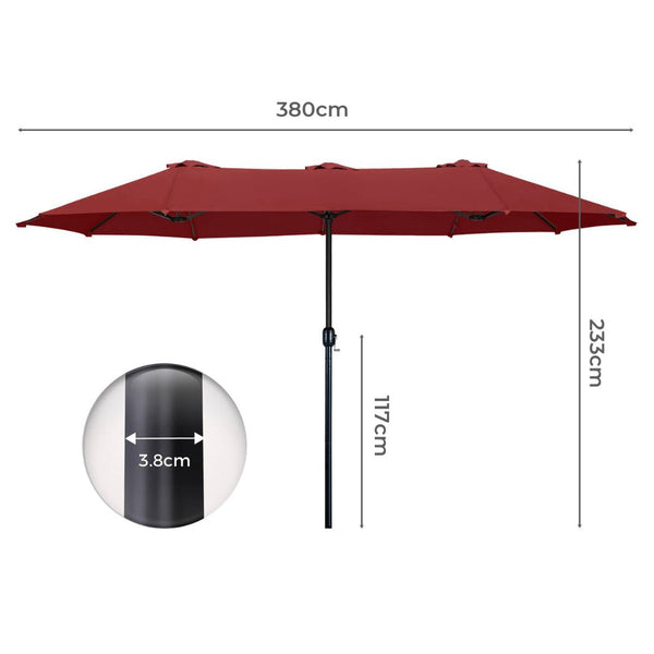 Mountview Big Parasol Patio Umbrella Outdoor Garden 200Cm X 380Cm 233Cm Red Patio Umbrellas