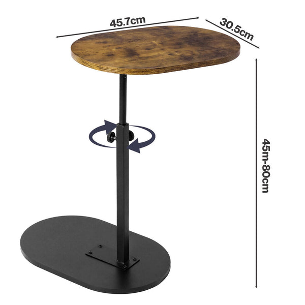 Levede C Shaped Side Table With Adjustable Height And 360 Rotating Top Side Tables