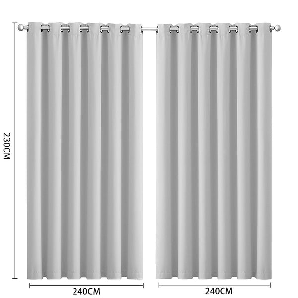 2X Blockout Curtains Panels 3 Layers Grey Curtains & Drapes