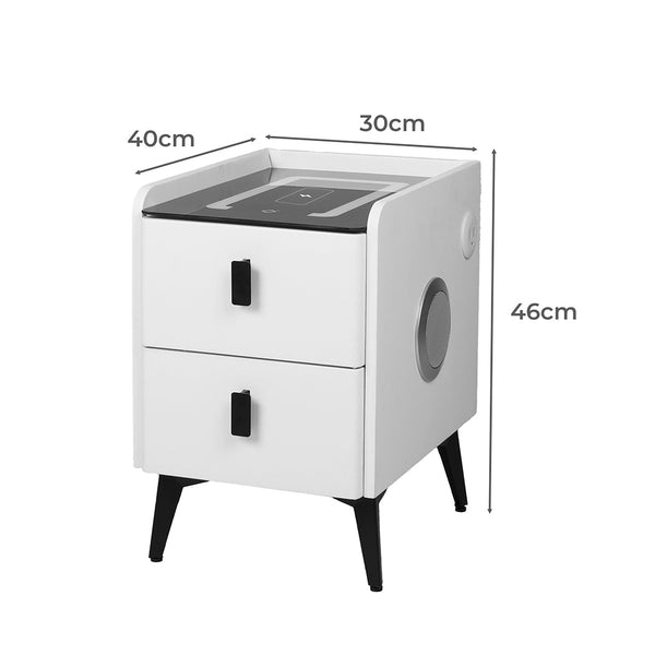 Levede Bedside Table With Led Lights And Drawers Storage Nightstand For Bedroom Organization Bedside Tables