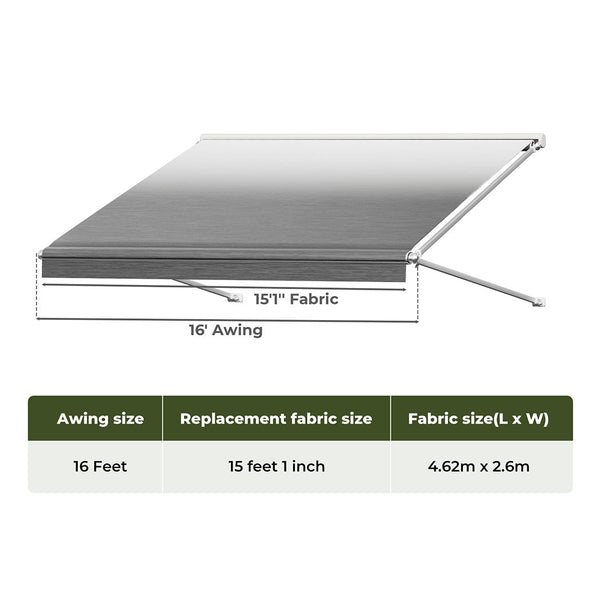 Manan 16Ft Rv Awning Fabric Replacement 18.05Oz Grey Awnings