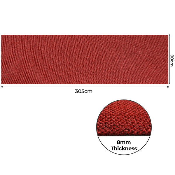 Marlow Extra Large Floor Rug Outdoor 90Cm X 305Cm Soft Red Non Slip Area Carpet Rugs