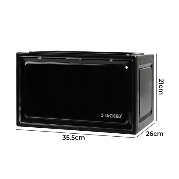 Stacked Shoe Box Acrylic Sneaker Display 6Pc Black Shoe Organisers