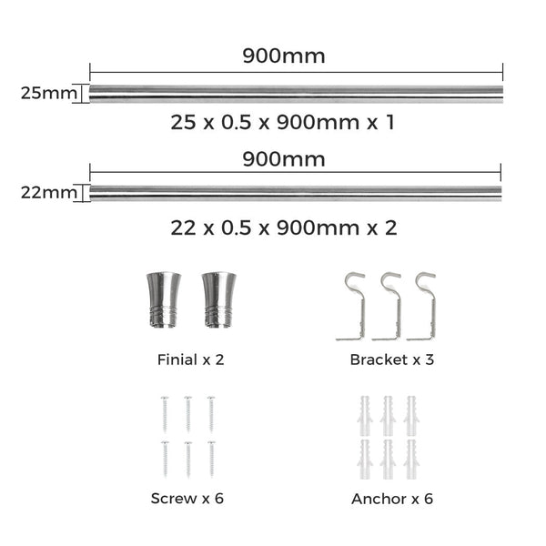 Marlow Satin Nickel Curtain Rod Steel Quiet Rail Pole Pommel Set Curtain Poles & Accessories