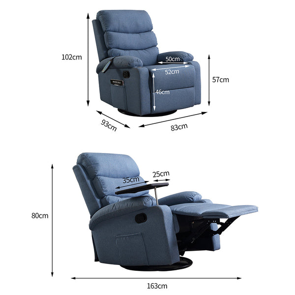 Levede Massage Recliner Chair Blue Comfortable Relaxation For Living Room Or Office Space Electric Massage Chairs