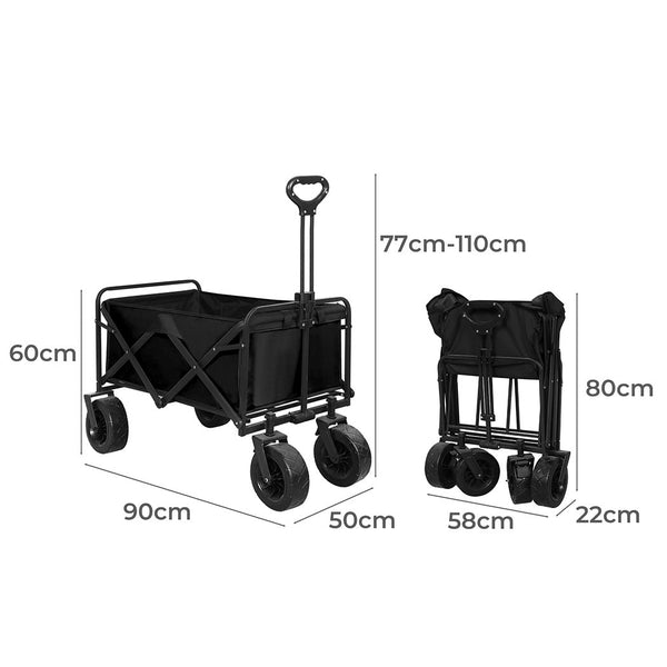 Lambu Garden Camping Trolley Outdoor Black Wheelbarrows Carts Wagons