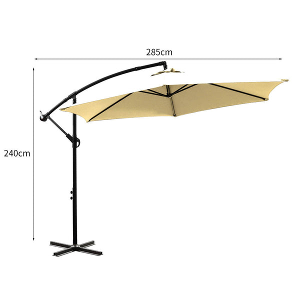 Mountview 3M Outdoor Umbrella Cantilever Beige Without Base Patio Umbrellas