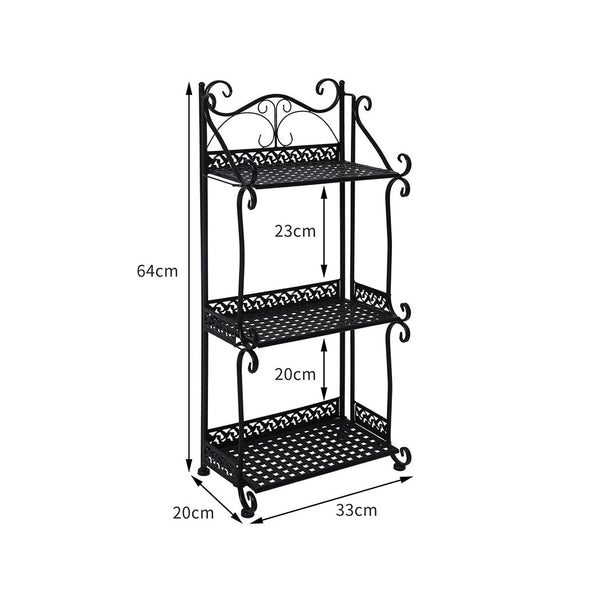 Levede Plant Stand 3 Tiers Outdoor Indoor Black Plant Stands