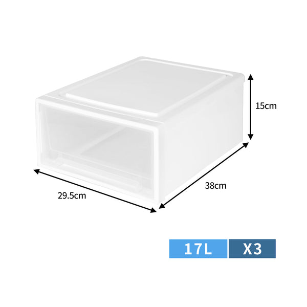 Plastic Storage Box Stackable Containers M 3Pk Medium Storage Boxes