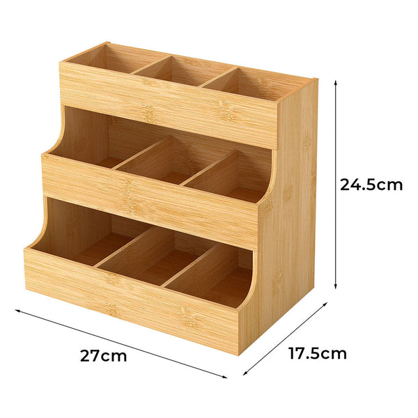 Toque Vertical Bamboo Tea Organizer Holds 180 Bags Other Kitchen Storage