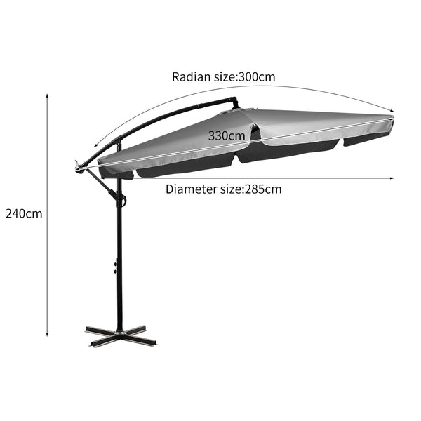 Mountview 3M Cantilever Umbrella Outdoor Grey Without Base Patio Umbrellas