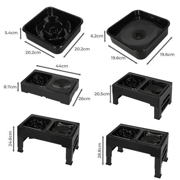 Pawz Elevated Pet Feeder 4 Height Adjustable Dog Bowls