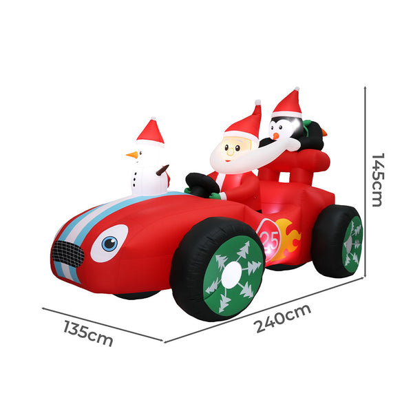Santaco Christmas Inflatable 2.4M Racing Sleigh Seasonal Decorations