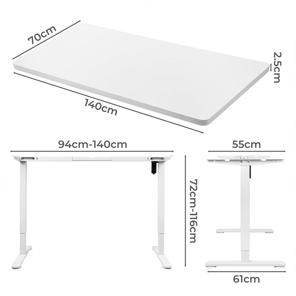 Levede Motorised Standing Desk Adjustable 140Cm White 1000X 1Mm Standing Desks