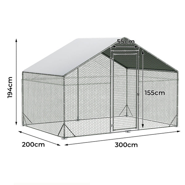 Pawz 200X300x194cm Large Metal Walk In Chicken Coop Cage Small Animal Cages & Hutches