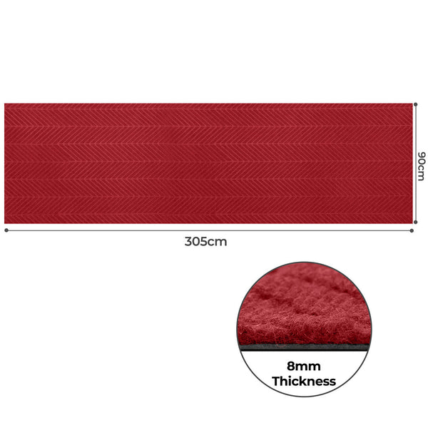 Marlow Extra Large Floor Rug Non Slip 90Cm X 305Cm Red Rugs