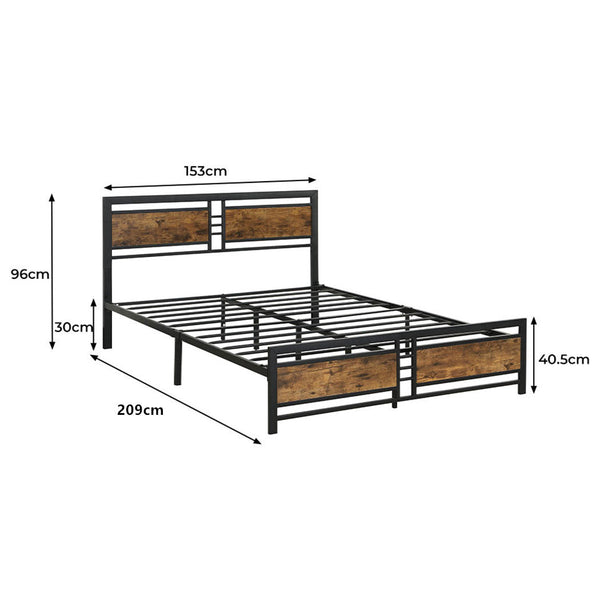Levede 153Cm X 209Cm 96Cm Metal Bed Frame Queen Mattress Brown Queen Bed Frames