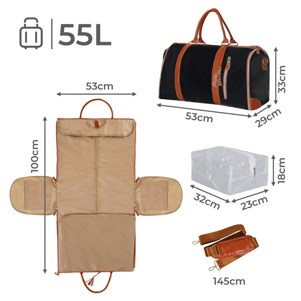 Slimbridge 2 In 1 Hanging Suit Black Garment Bags