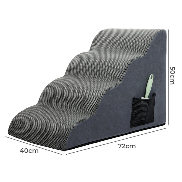 Pawz 4 Step Pet Stairs For Dogs High Density Foam Grey Pet Transport