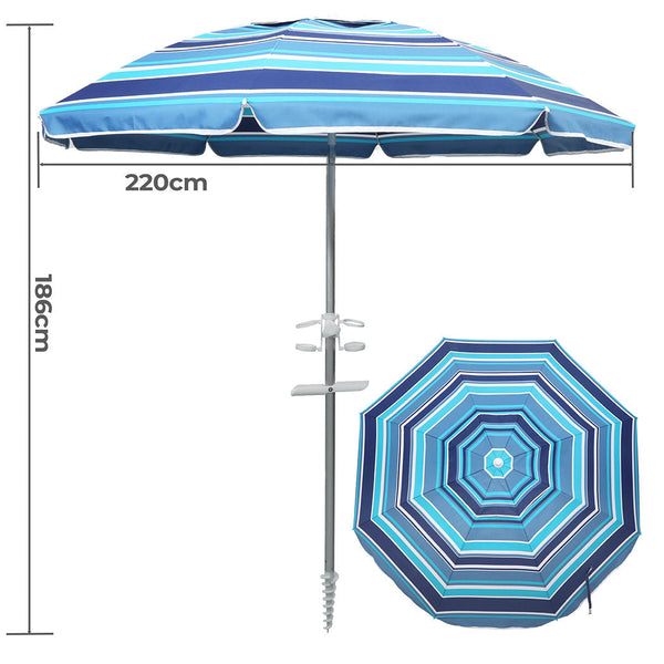 Mountview 2.2M Outdoor Sand Blue Beach Umbrellas