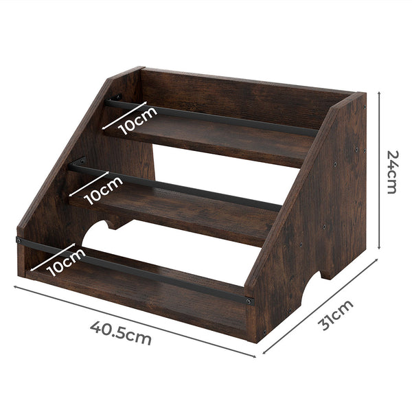 Toque Countertop Wine Rack 3 Tier Wood & Metal Organizer Racks