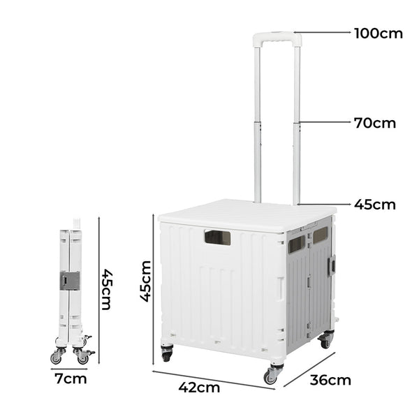 Folding Shopping Trolley Cart Portable Beige Shopping Trolleys Baskets