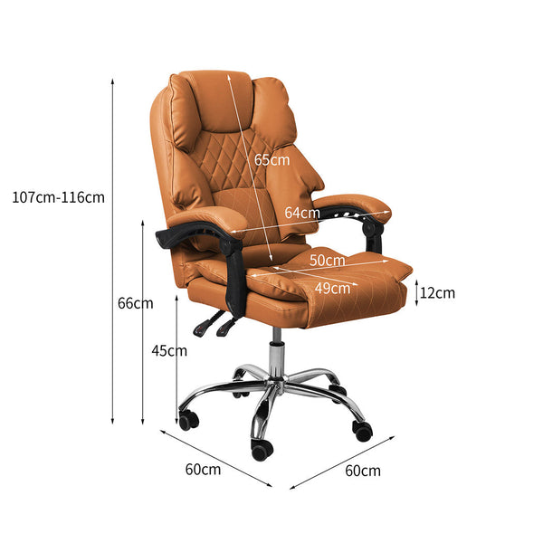 Levede Gaming Chair Office Computer Brown Ergonomic Seating For Work Or Play Without Footrest Office Chairs