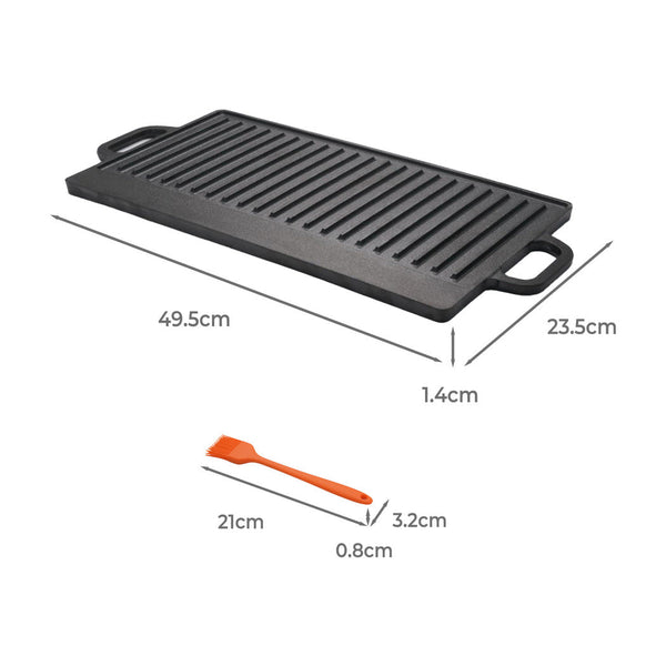 Toque 49.5Cm Reversible Cast Iron Griddle Pan Non Stick Grills & Griddles