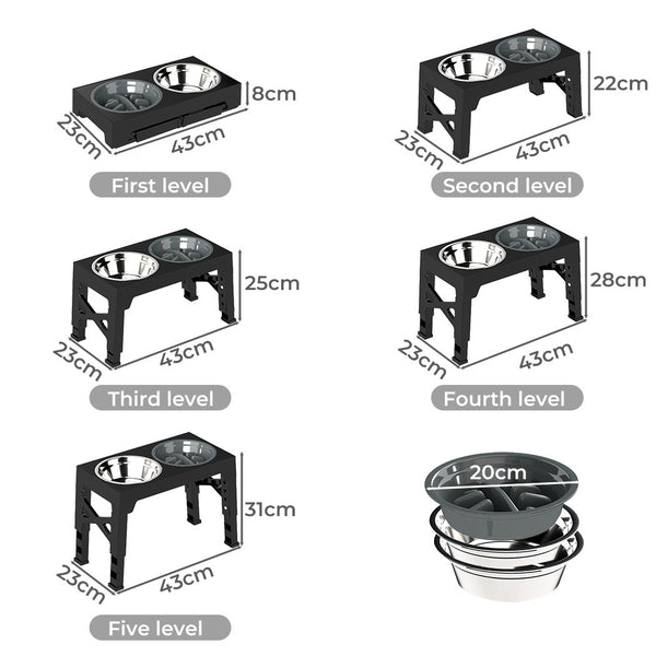 Pawz Elevated 2 Stainless Steel And 1 Slow Feeder Dog Bowls