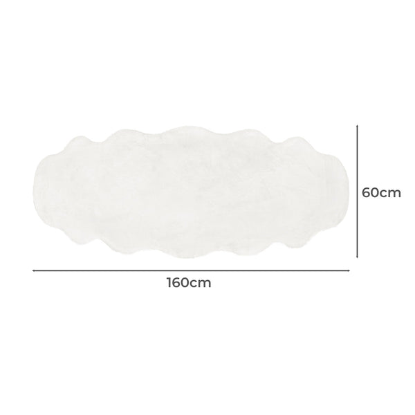 Marlow Cloud Fluffy Area Rug 60X160cm White Soft Faux Rabbit Fur Rugs
