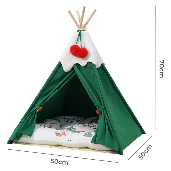 Pawz Pet Tent Dog Cat Bed Washable Indoor 50 X 70 Cm Green Pet Beds