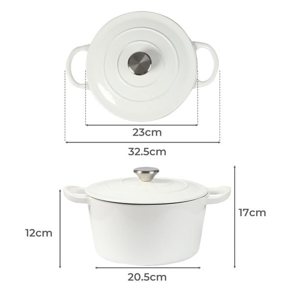 Toque 4L Enamel Dutch Oven Pot In White Colour Casserole Pans