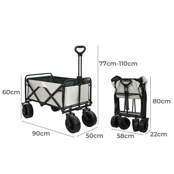 Lambu Garden Camping Trolley Outdoor Beige Wheelbarrows Carts Wagons