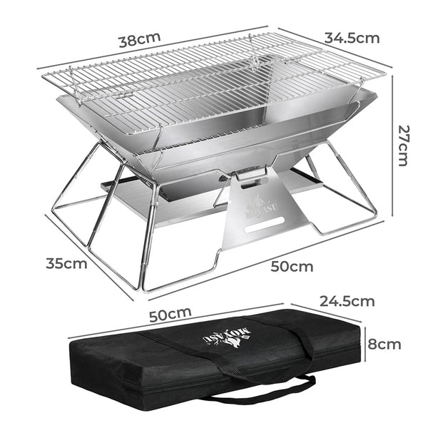 Levede Folding Bbq Charcoal Grill Silver Camping Stoves Ovens & Bbqs