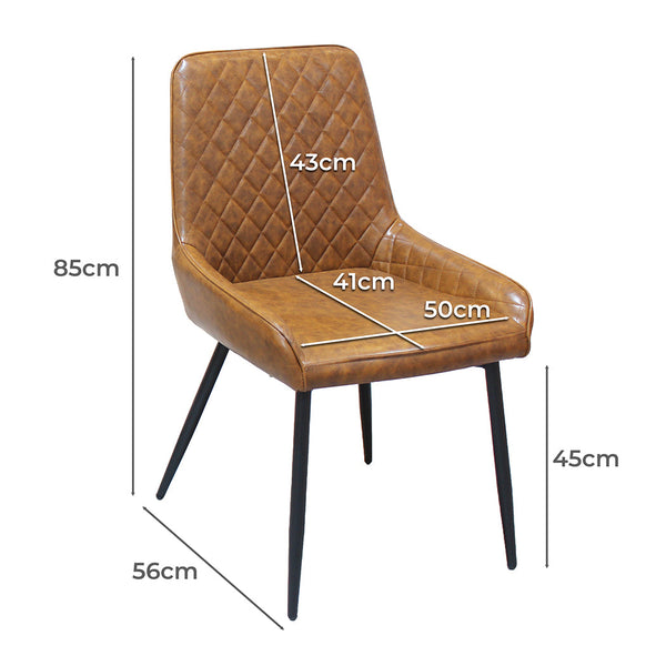 Set Of 4 Pu Faux Leather With Padded Seat Brown Dining Chairs