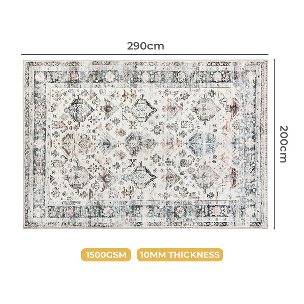 Marlow Floor Rug Vintage Short Pile Washable Carpet Soft Plush Non Slip 200X290 Rugs