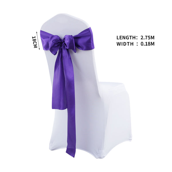 20X Table Runner Satin Chair Sashes Eggplant Chair Covers