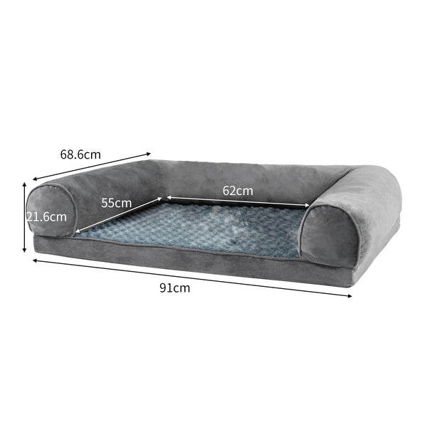Pawz Pet Bed Sofa Dog Bedding Soft Warm L Cover Grey Large Pet Beds