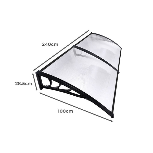 Mountview Door Awning Outdoor 1M X 2.4M Transparent 1X2.4M Awning & Canopy Parts