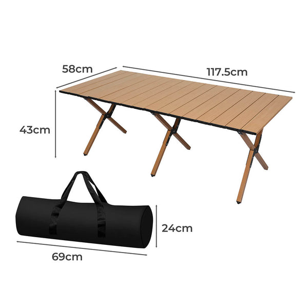 Levede Folding Camping Table Foldable Oak Portable Outdoor Furniture For Picnic Or Travel Camping Tables