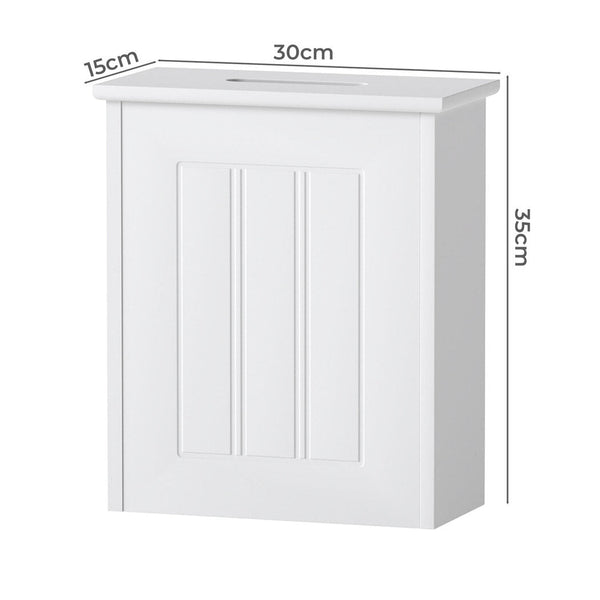 Levede Slim Bathroom Storage Box With Lid White Mdf Organizer Bathroom Baskets & Storage