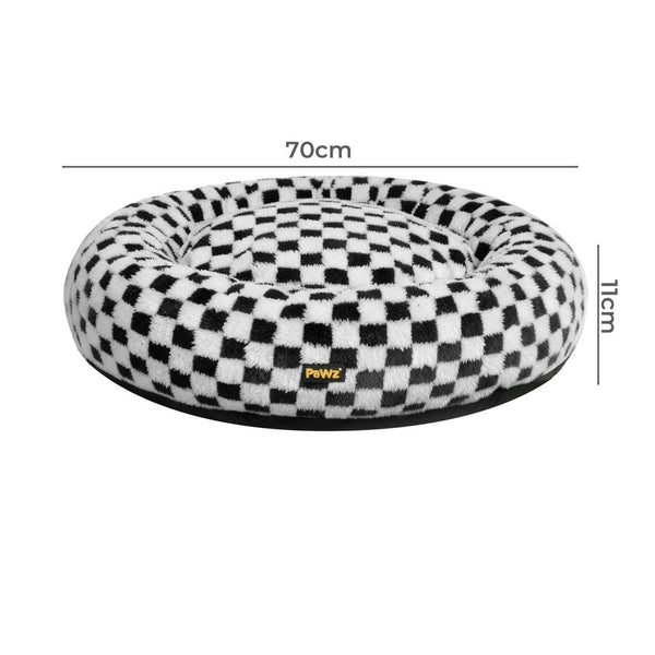 Pawz Circular Plush Dog Cosy Bed Calming Pet 70Cm X 11Cm Black And White Pet Beds