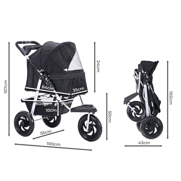 Pawz Pet Stroller Pram Dog Carrier Trailer Dog Strollers